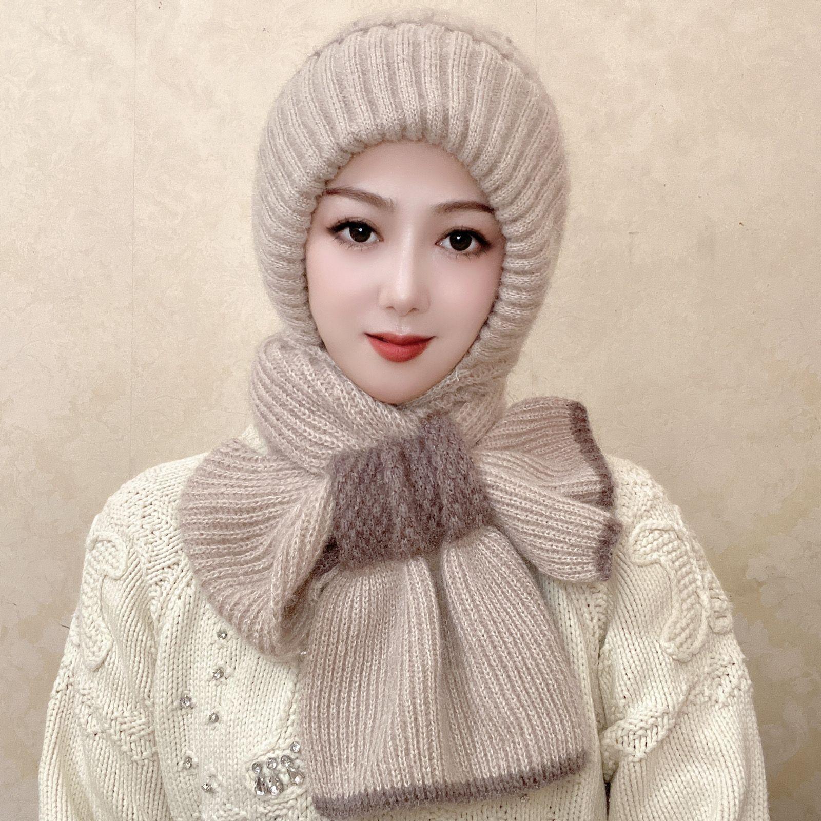 

Winter Knitted Hat Kangkang Thickened One Piece Women s Warm Squirrel Fleece Lined Wool Hat Windproof Snow Hat one size