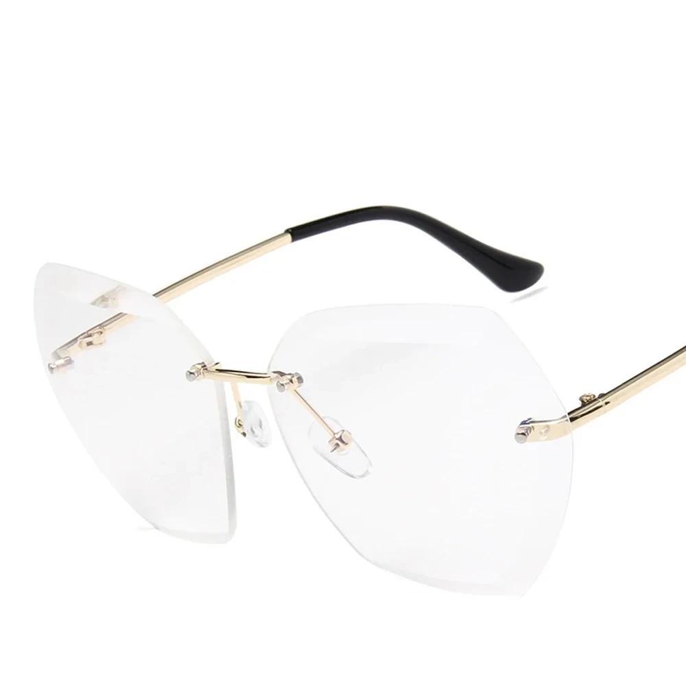 

New Fashion Brand Design Vintage Rimless Sunglasses Women Men Retro Sun Glasses Female UV400 Gradient Lens Sunglasses As Picture