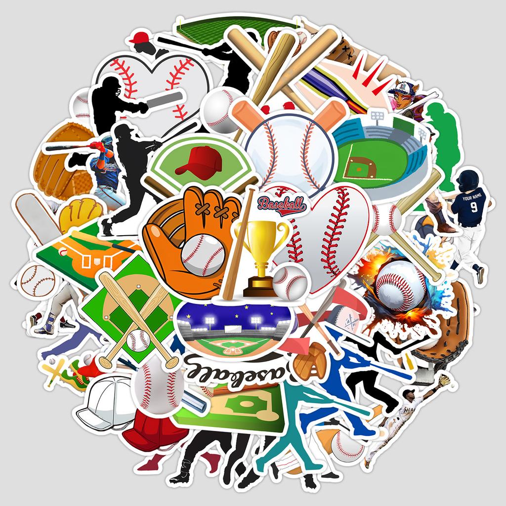 50 New Baseball Graffiti Stickers Mobile Phone Computer Waterproof Decorative Stickers Creative DIY Baseball Stationery Stickers