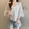 Seaside Retro Vacation Style Sunscreen Knitted Cardigan Women's Summer Hollow Crochet Loose Casual Niche Chic Top
