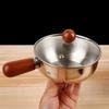 Wooden Handle Baby Food Pot Small Frying Pot Multi-Purpose Stainless Steel Pot  Kitchen