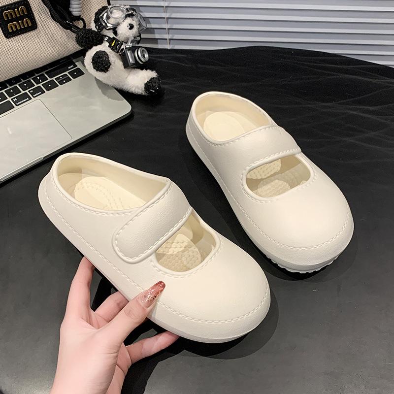Thick-soled Velcro women's 2025 spring new Mary Jane slippers light mouth comfortable versatile women's shoes outside
