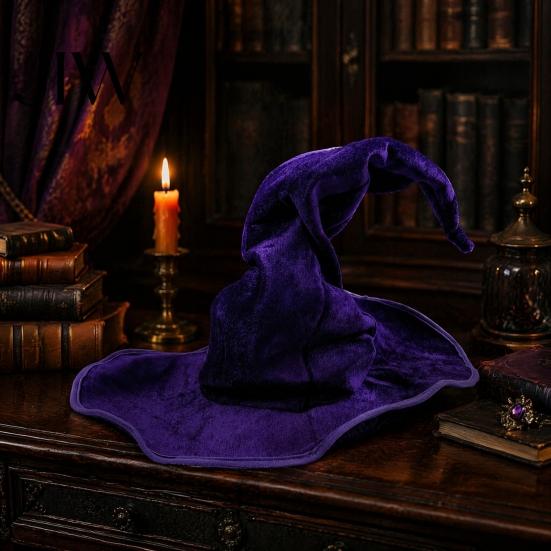 Witch Hat with Rose Halloween Wizard Hat, Adult Kids Cosplay Cone Spider Decorative Web Star Decor, Gothic Party Costume Prop, Trick or Treat