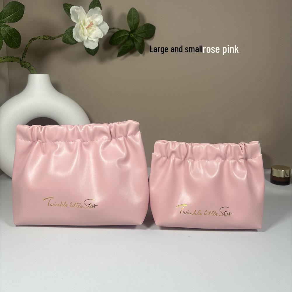 High-Value PU Pleated Cosmetic & Lipstick Travel Makeup Bag