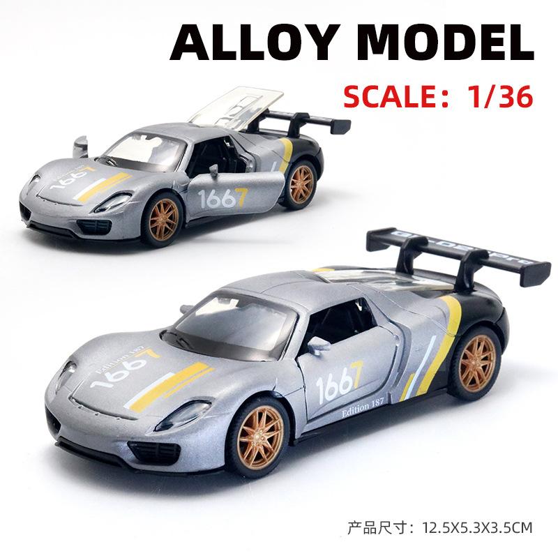 AAZN1 [Boxed] 1:36 Alloy Racing Model Boy Three Doors Pull Back Graffiti Car Gift Wholesale Cross-border