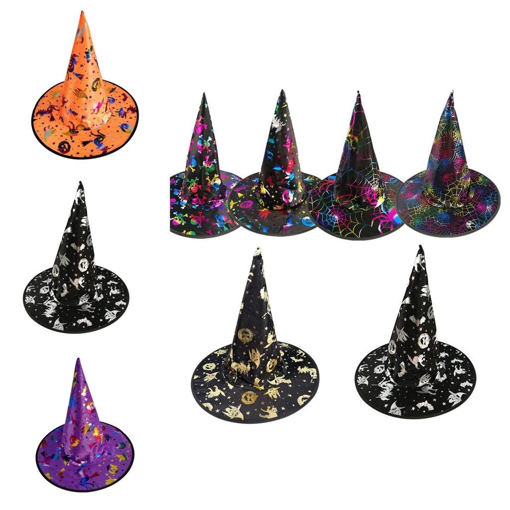 Witch Hat For Halloween Party Stylish And Gold-embossed Witch Hat Costume Accessory