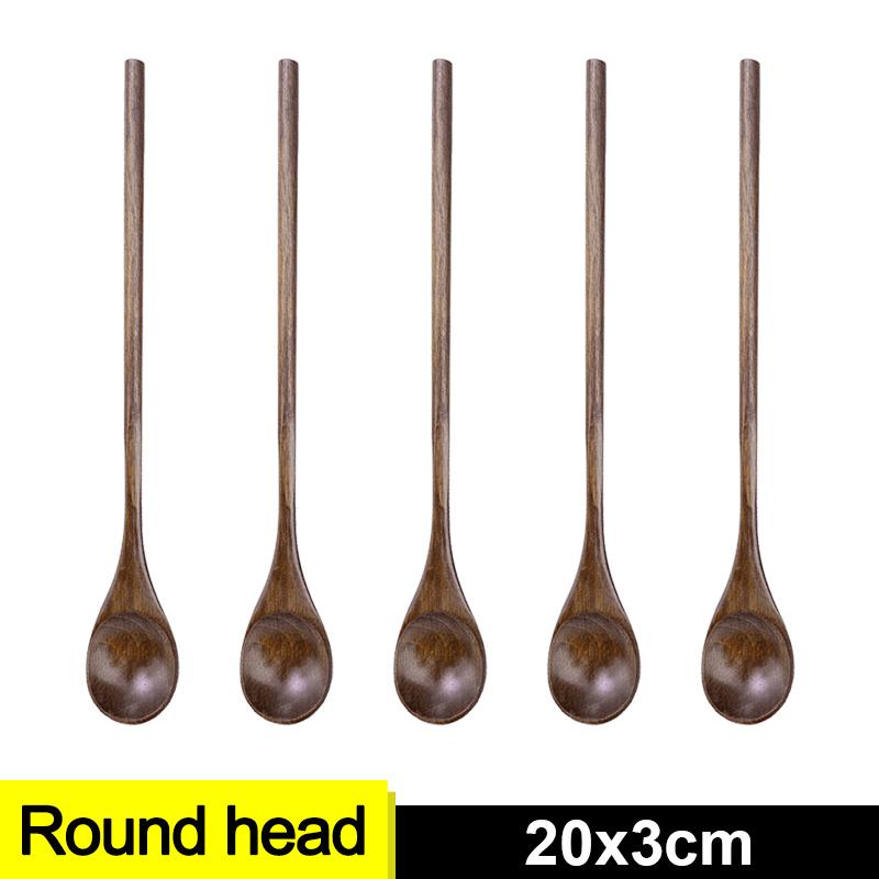 1/10pcs Long Hand Wooden Spoon Wood Soup Scoop Kitchen Cooking Stirring Spoons Dessert Honey Coffee Stir Teaspoons Tableware Set