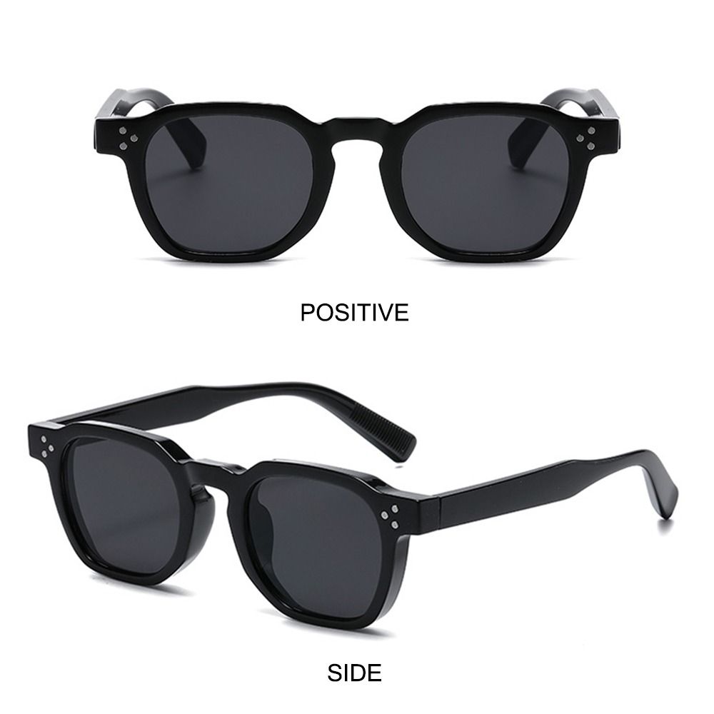Striped Temples Round Rivet Sunglasses UV Protection Retro Driving Shades Vintage Polygonal Frame Sun Glasses for Women & Men