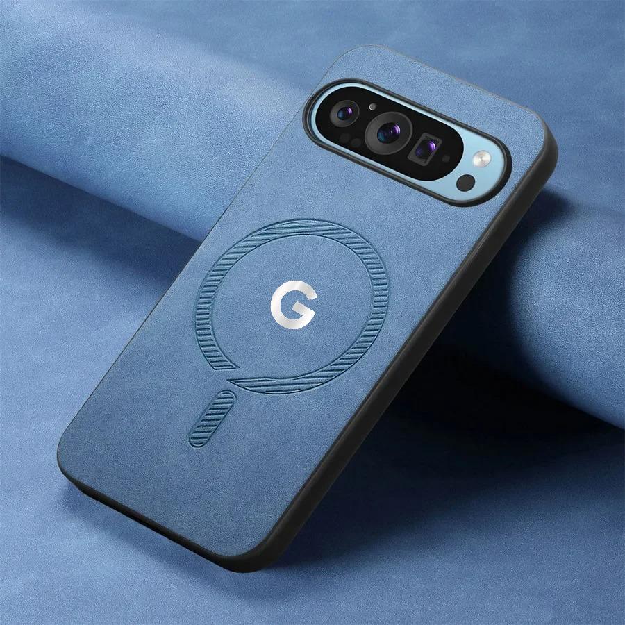 Módní kožené tenké pouzdro šetrné k pokožce pro Google Pixel 10 9 Pro XL 8 7 A Pro Magnetické nabíjení Celobalení Ochranný kryt proti pádu