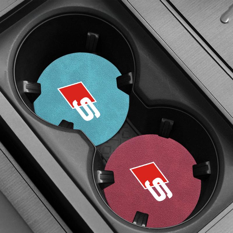 1pcs Suede Car Coaster Mat Water Cup Slots Non-Slip Pad for Audi C5 C6 C7 A4 B6 B8 B7 A6 A3 A5 Q3 Q5 Q7 8P  S3 S5 S1 S4 S2 RS3 RS4 RS5 RS6 RS8