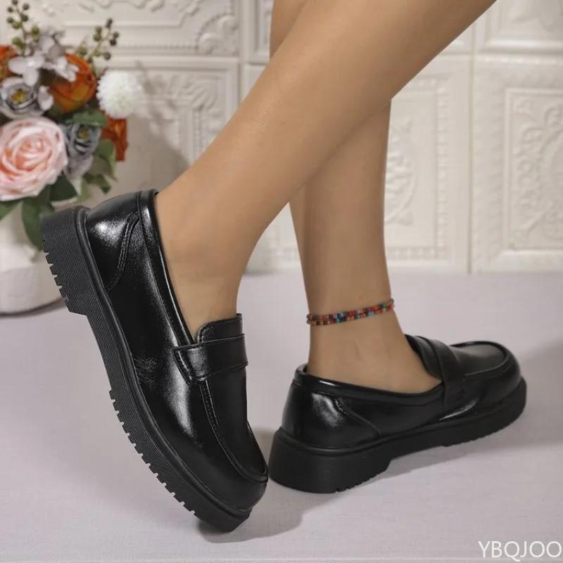Frühling Herbst Neue Schwarze Damenschuhe Bequeme Weichsohlige Rutschfeste Schuhe Leichte Lässige Flache Schwarze Schuhe mit Flachem Ausschnitt