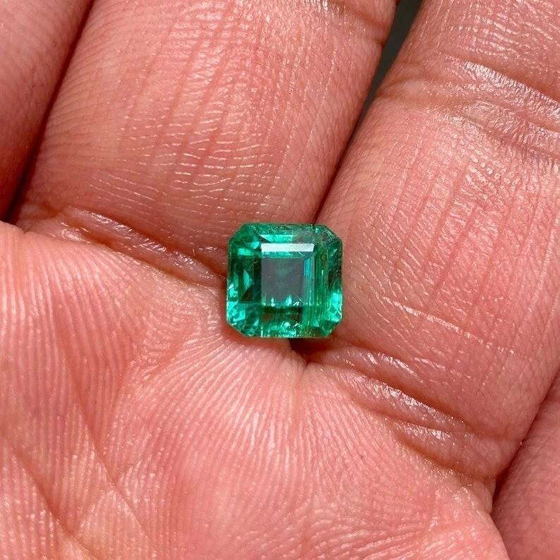 Natural Green Colombian Emerald Certified Asscher Cut 9x9 MM Loose Gemstone