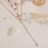 Imitation pearl cross necklace stacked accessories women's niche high-end tassel diamond necklace