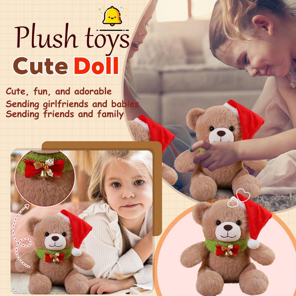 Bell Christmas Bear Teddy Bear Doll Plush Toy Cute Bear Doll Christmas Gift