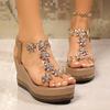 Wedge and Bow Sandals for Women's Summer Fashion with a Single Buckle Strap and Thick Soled Sandals
