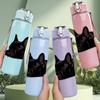 1PC Lying Black Dog Art 750ml Color Plastic Sports Water Bottle Leakproof Flip Straw Lid Suitable for Sports Office Home Use