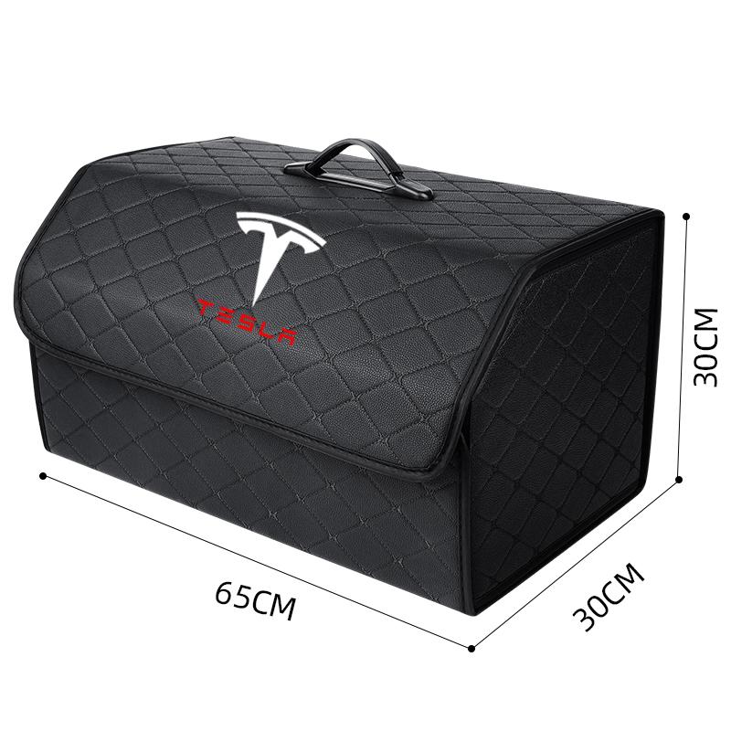 PU Leather Car Trunk Storage Box Automobile Stowing Tidying Box For Tesla Model 3 Model X Y Style Roadster Auto Accessories