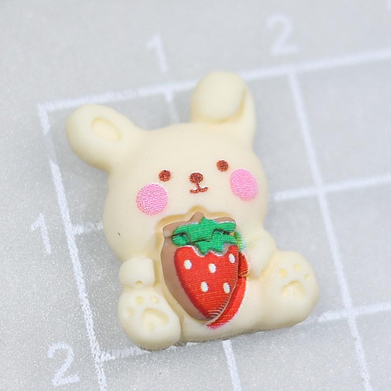 Cartoon Little Bear & Rabbit Resin Ornaments: Beige Milk Tea Phone Case & DIY Hair Accessories