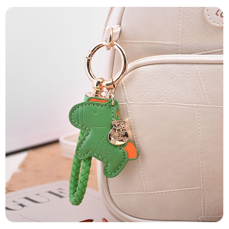 Exquisite Leather Cord Bag Charm & Car Keychain with Cute Horse Pendant Couple Bracelet