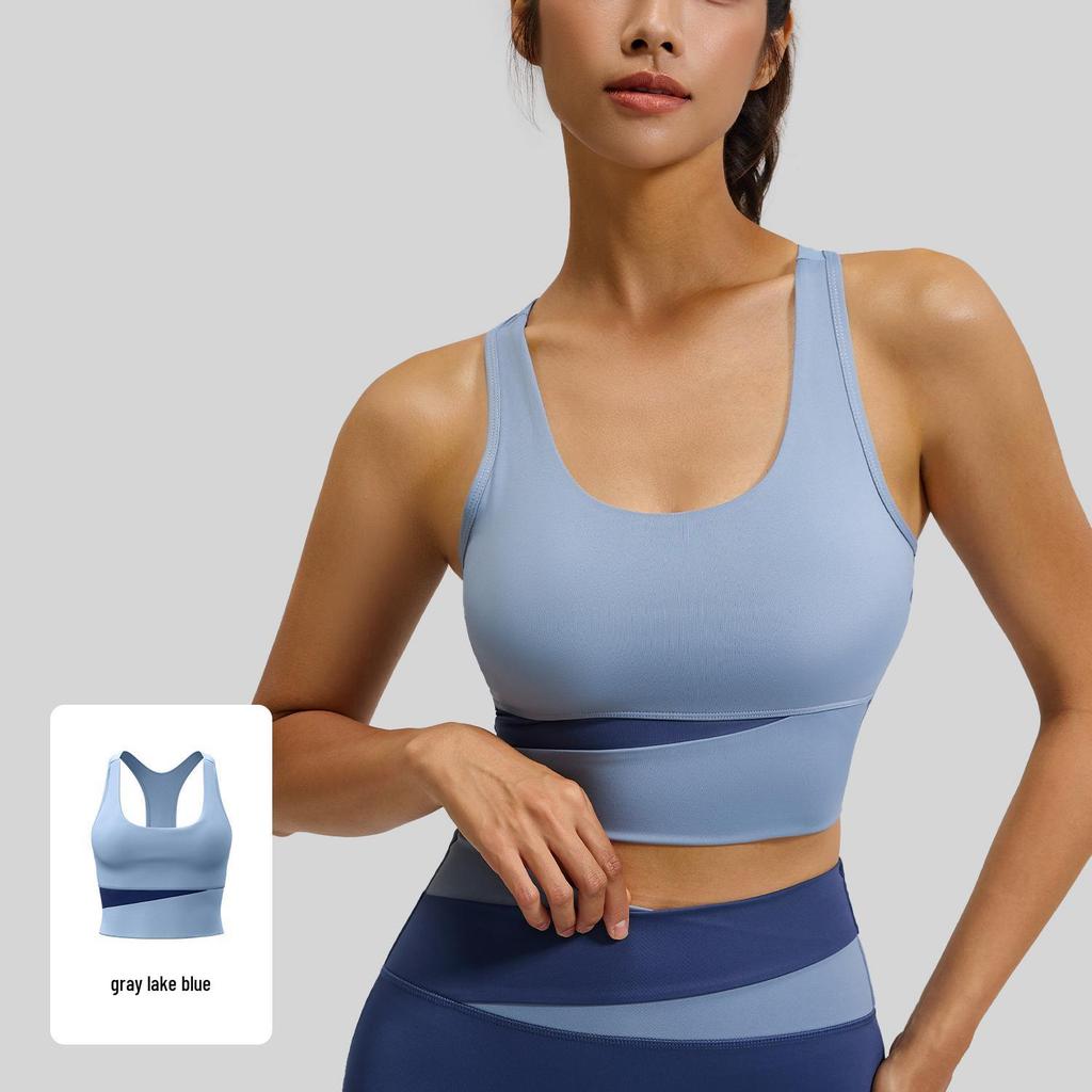 High-Waisted Color-Block Yoga Set: Tummy Control, Shockproof Sportswear for Women
