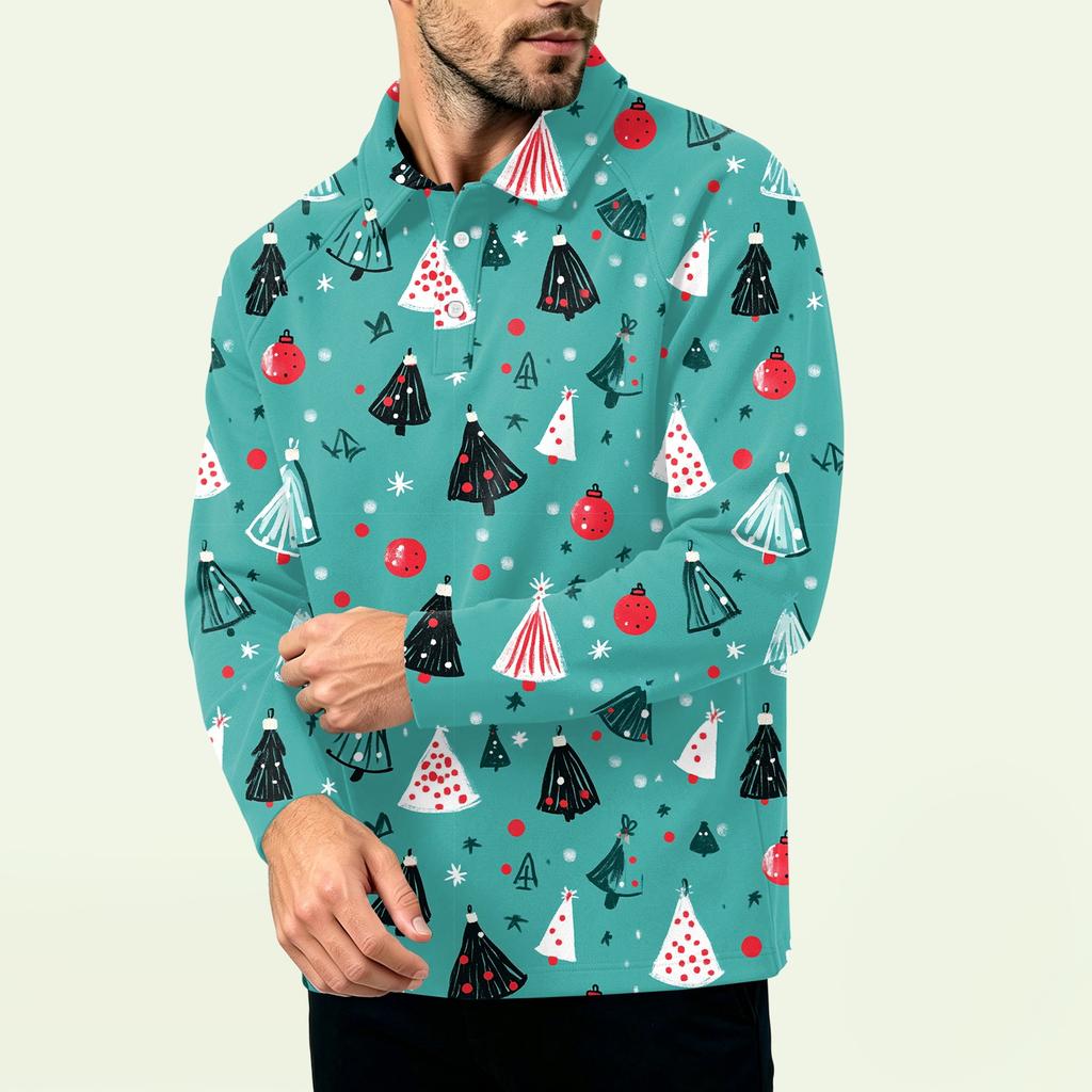 Men's Christmas Print Zip-Up Sweatshirt, Long Sleeve Loose Fit Casual Fall Winter Top, Multiple Colors and Sizes