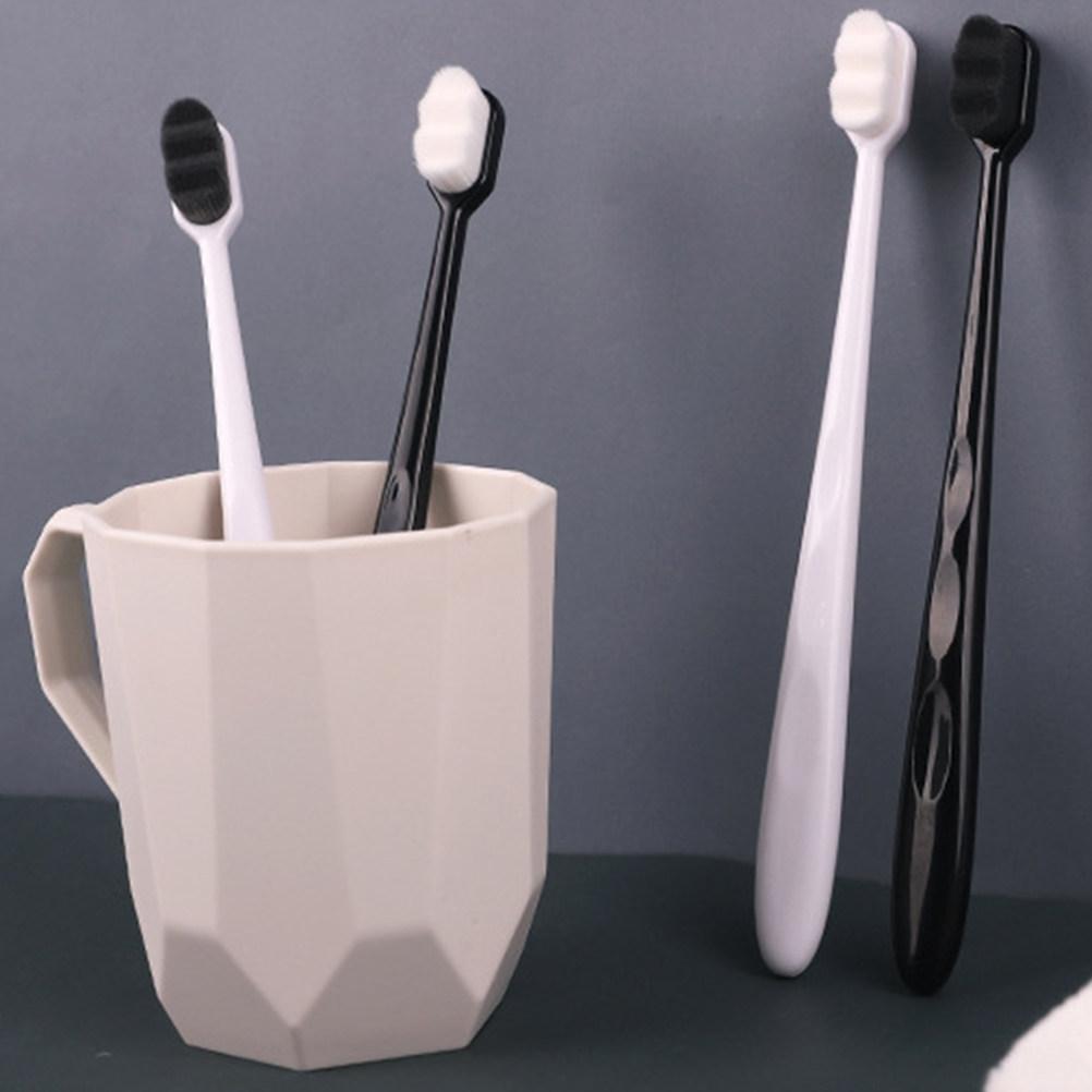 Soft Bristle Toothbrush Black Hair Black Handle Long Handle Oral Care Tool Ergonomic Anti-Slip Teeth Cleaning Micro-Nano Oral