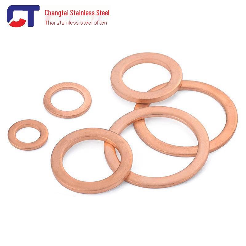 Pure Red Copper Gasket Sealing Ring for Marine Instruments, Metal Flat Washer M3-M60mm