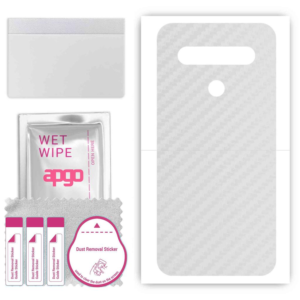apgo Protective Skin Sticker for the Back Compatible with LG Q61, Wrap Film, Foil, Vinyl - Pattern Transparent Carbon