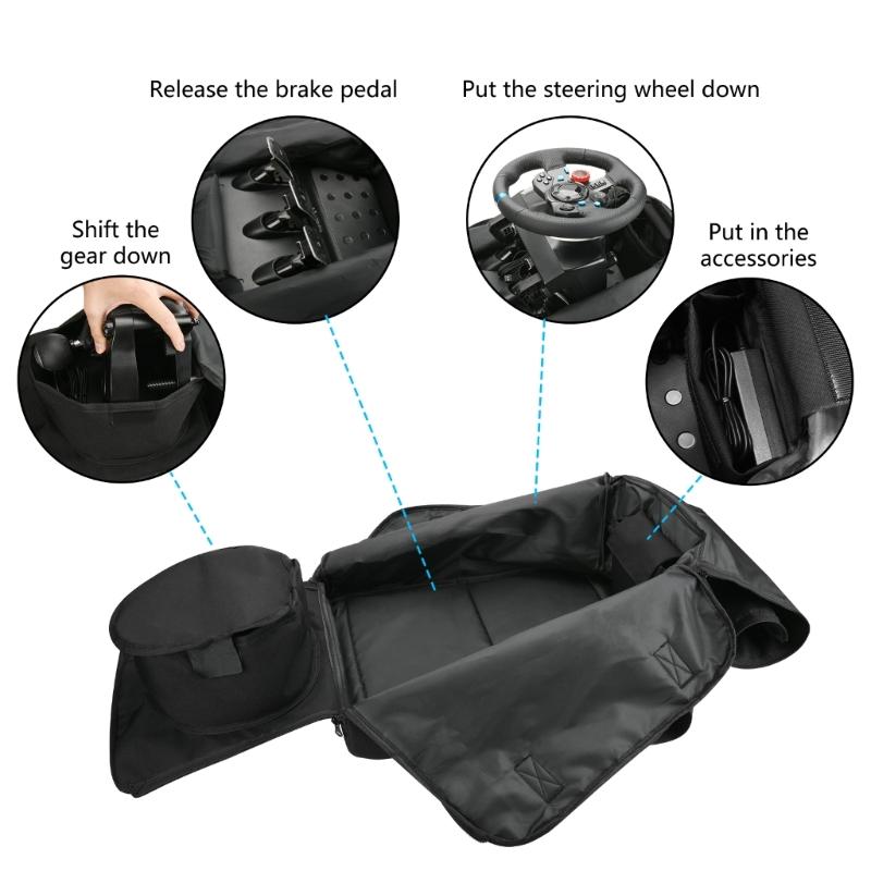 Shockproof Carrying Case Water Resistant Protective Organizers Wheel Pedals Gear Shifter Accessories for  Karaoke  G29