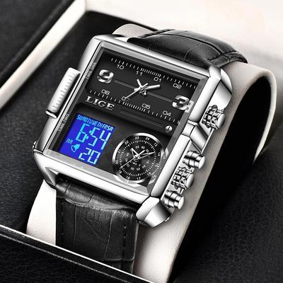 Top-Marke Luxus Herren Uhren Quadrat Digital Sport Wasserdicht Männer Quarz Armbanduhr