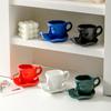 Exquisite Ceramic Coffee Cup With Saucer Head Dessert Tea Cup Couple Mug Spoof Mug Abstract Face