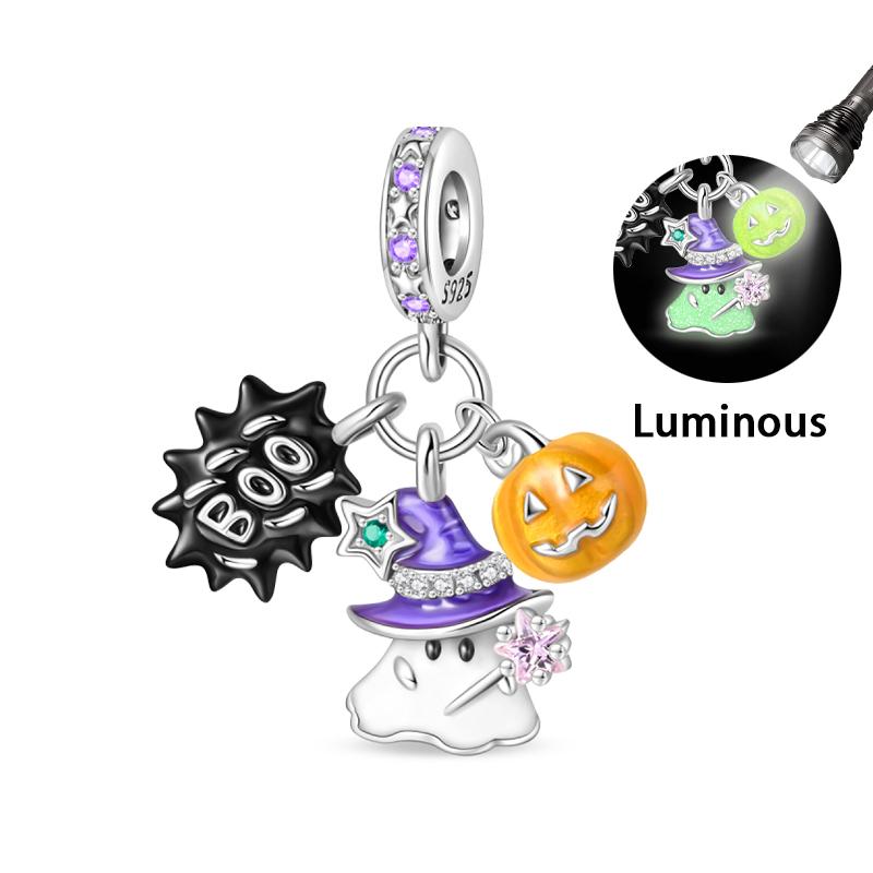 Original Copper Color Fashion Halloween Series Luminous Skull Elf Pumpkin Charms Beads Fit Qikaola Bracelets Diy Jewelry