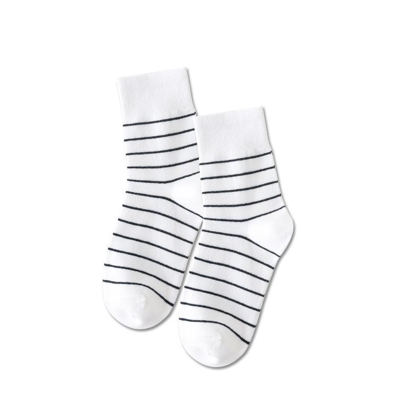 Damskie Wiosenne i Jesienne Nowe Klasyczne Paski Styl College Oddychające Bawełniane Skarpety