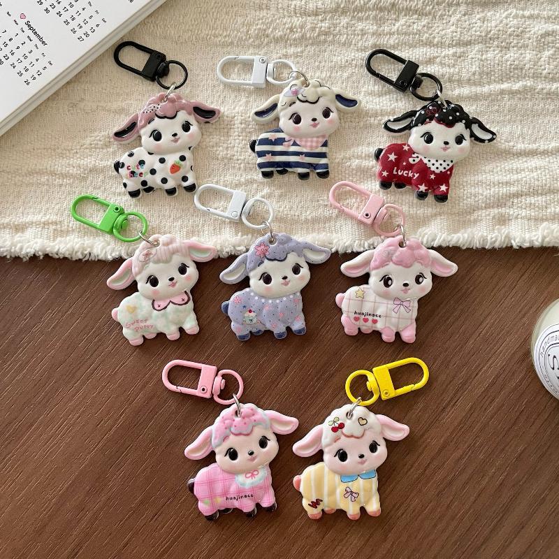 Cartoon Lamb Keychain Kawaii Year of Sheep Mascot Pendant Non-toxic Safe Bag Hanging Decor for Kids Daily Use