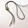 Unisex Southwest Inspired Bolo Tie Necklace Hip Hop Jewelry With Tribal Pendant And Practical PU Leather Metal Chain
