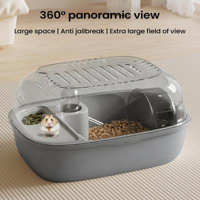 Hamster Cage 2-Tier Clear Small Animal Activity House With Exercise Wheel Small Hamster Habitat With Accessories for Travel
