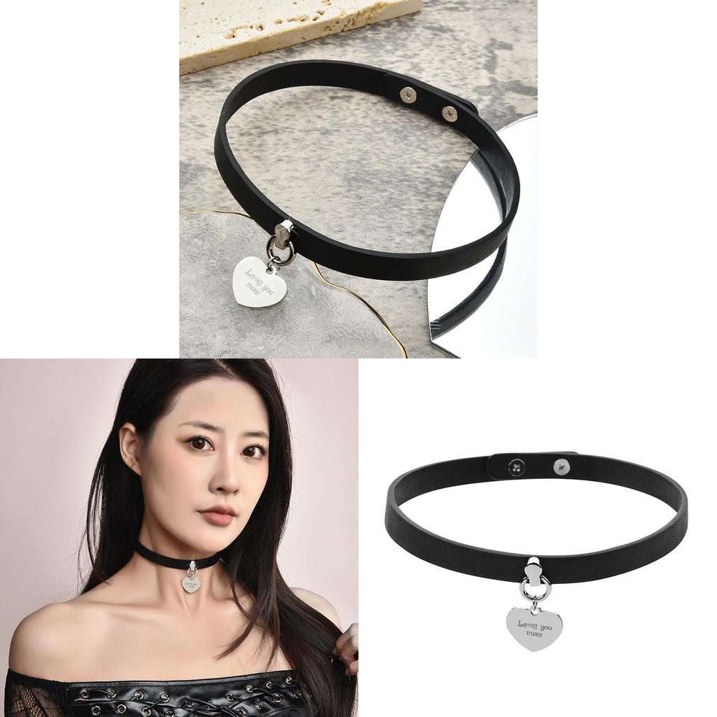 Titanium Steel Love Heart Choker Necklace With Finish For Fashion Forward Women