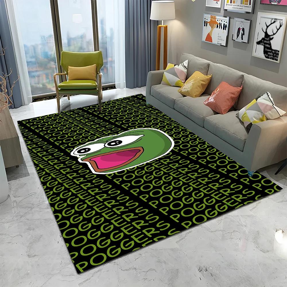 3D Pepe The Frog Face Cartoon Carpet Rug for Home Living Room Bedroom Sofa Doormat Decor,kids Play Area Rug Non-slip Floor Mat