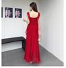 Elegant French Fairy Mesh Camisole Maxi Dress - Travel, Resort, Pleated, Cinched Waist, Hip-Hugging Mermaid Style for Women.
