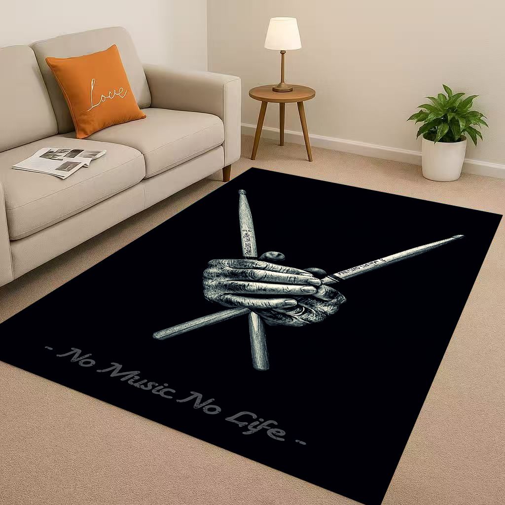 Classic Drum Kit Drum Set Rock Music Instruments Living Room Non-Slip Area Rug Carpet for Bedroom Playroom Sofa,Home Doormat