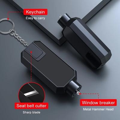 Herramienta de Escape de Emergencia para Coche, Martillo Rompeventanas Multifuncional de ABS, Cortador de Cinturón de Seguridad con Llavero para Seguridad Automotriz Amagi