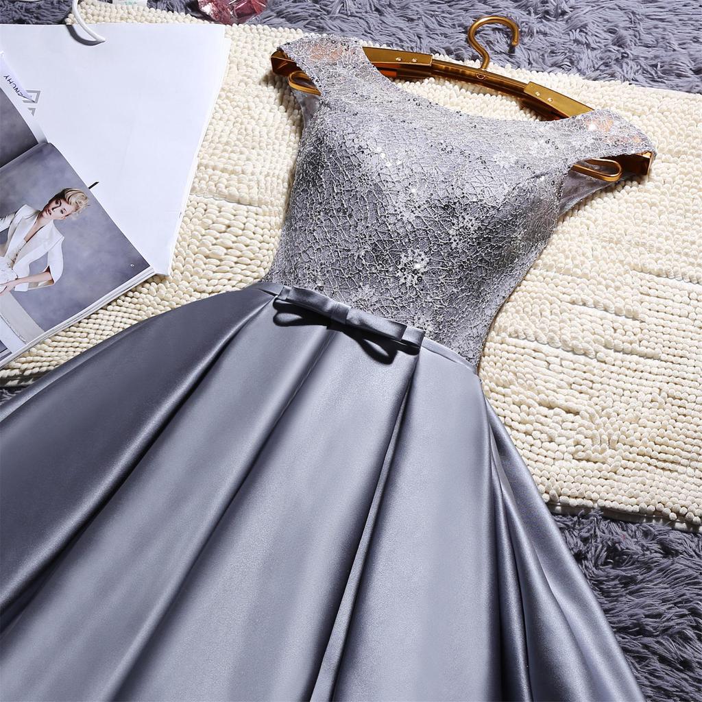 Elegantes, ärmelloses Abend-Midikleid aus einfarbigem Spitzensatin für Damen, Hochzeit, Bankett