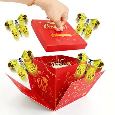 New DIY Graduation Butterfly Explosion Box Jumping Pop Up Surprise Flying Butterfly Box Folding Surprise Gift Box Gift