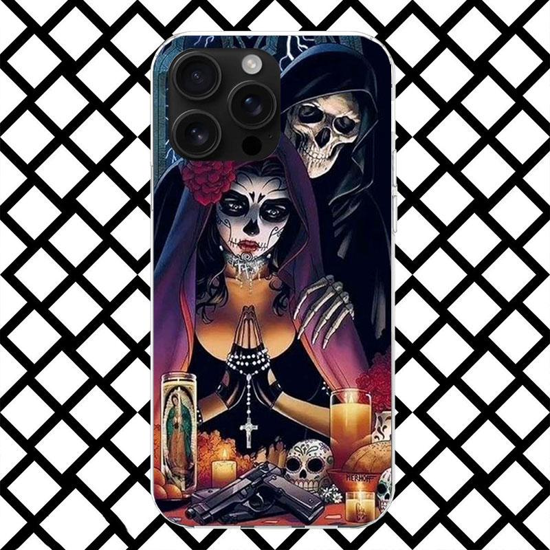 Coque de téléphone Catrina Belle Fille Rose Crâne pour iPhone 17 Air 16 16E 15 14 Plus 13 Mini 12 11 Pro Max 7 8 + SE 2020 Housse Souple