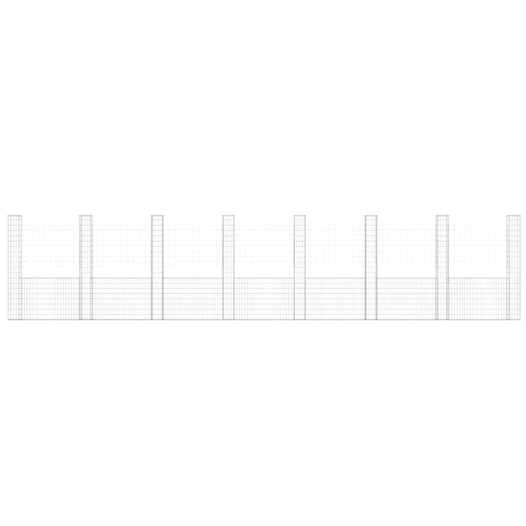 U Shaped Gabion Basket with 8 Posts Iron 860 X 20 X 200 Cm