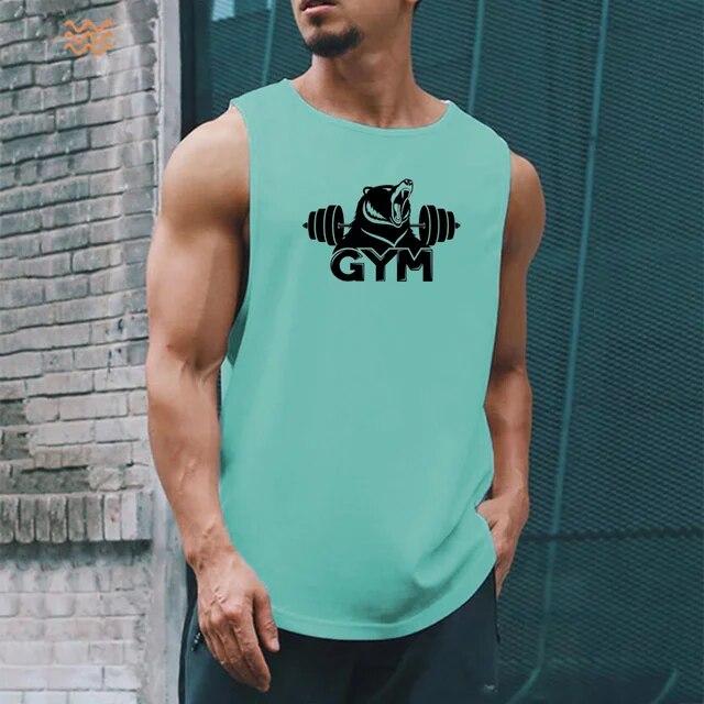 Herre Sommer Hurtigtørkende Gym skjorte Street Ermeløse T-skjorter For Menn Tank Tops Trening Fitness Singlets Sports Vest Klær