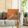 1Pc Orange Background Cheetah Dining Table Throw Pillow Cover,Suitable For Sofa,Bedroom,Living Room,A Unique Gift For Art Lovers