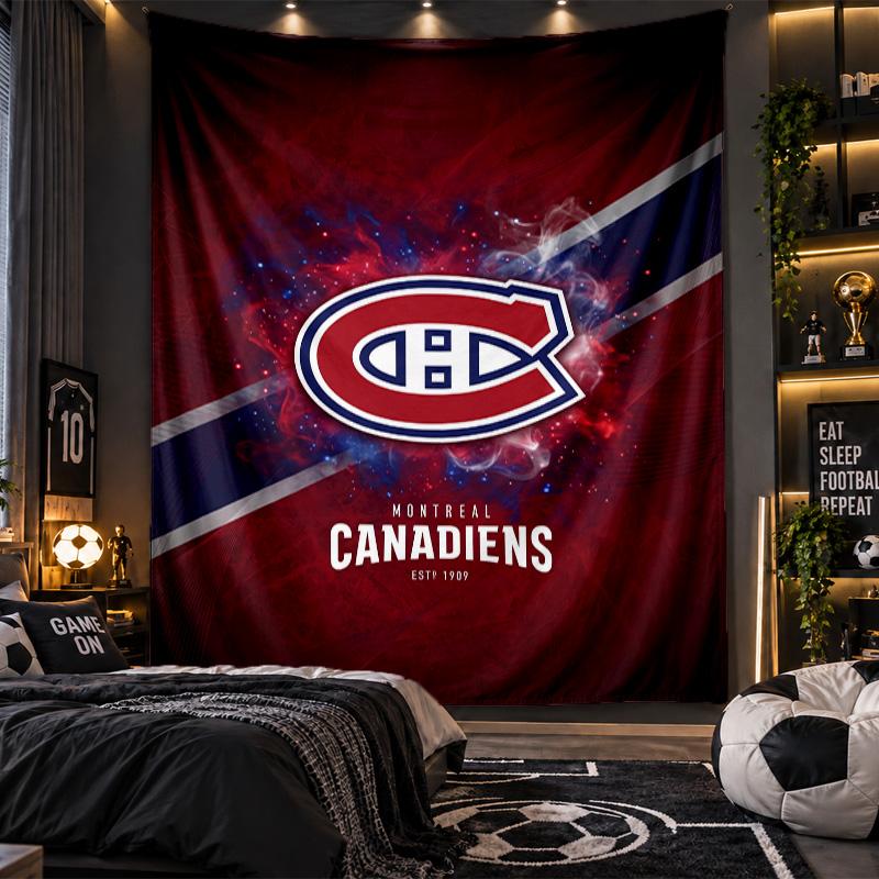Arazzo da Appendere a Parete Stampa Montreal Canadiens Tessuto per Soggiorno Camera da Letto Decorazione Casa