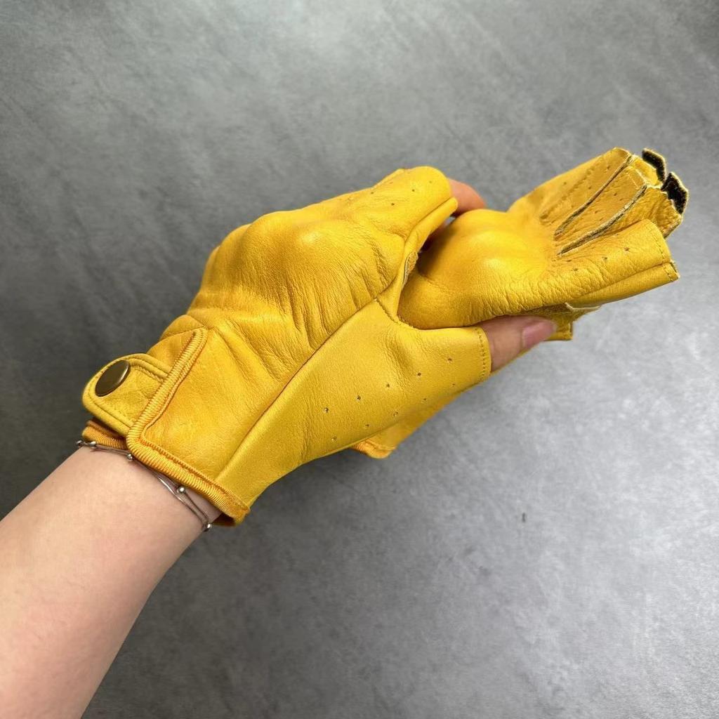 Motorcycle Riding Gloves Leather Motorcycle Riding Protective Gear Cowhide Full-Finger Anti-Slip Gloves