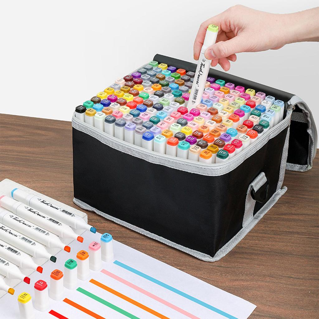 Set de markere cu vârfuri de pensulă pentru artiști adulți, ilustrații de colorat - markere din lemn de santal - pensulă cu vârf fin 144 ml